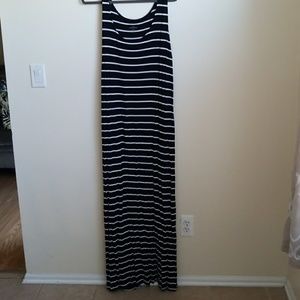 Black-and-white striped maxi dress